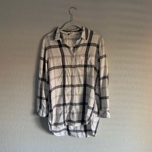 H&M black/white plaid flannel button down tunic